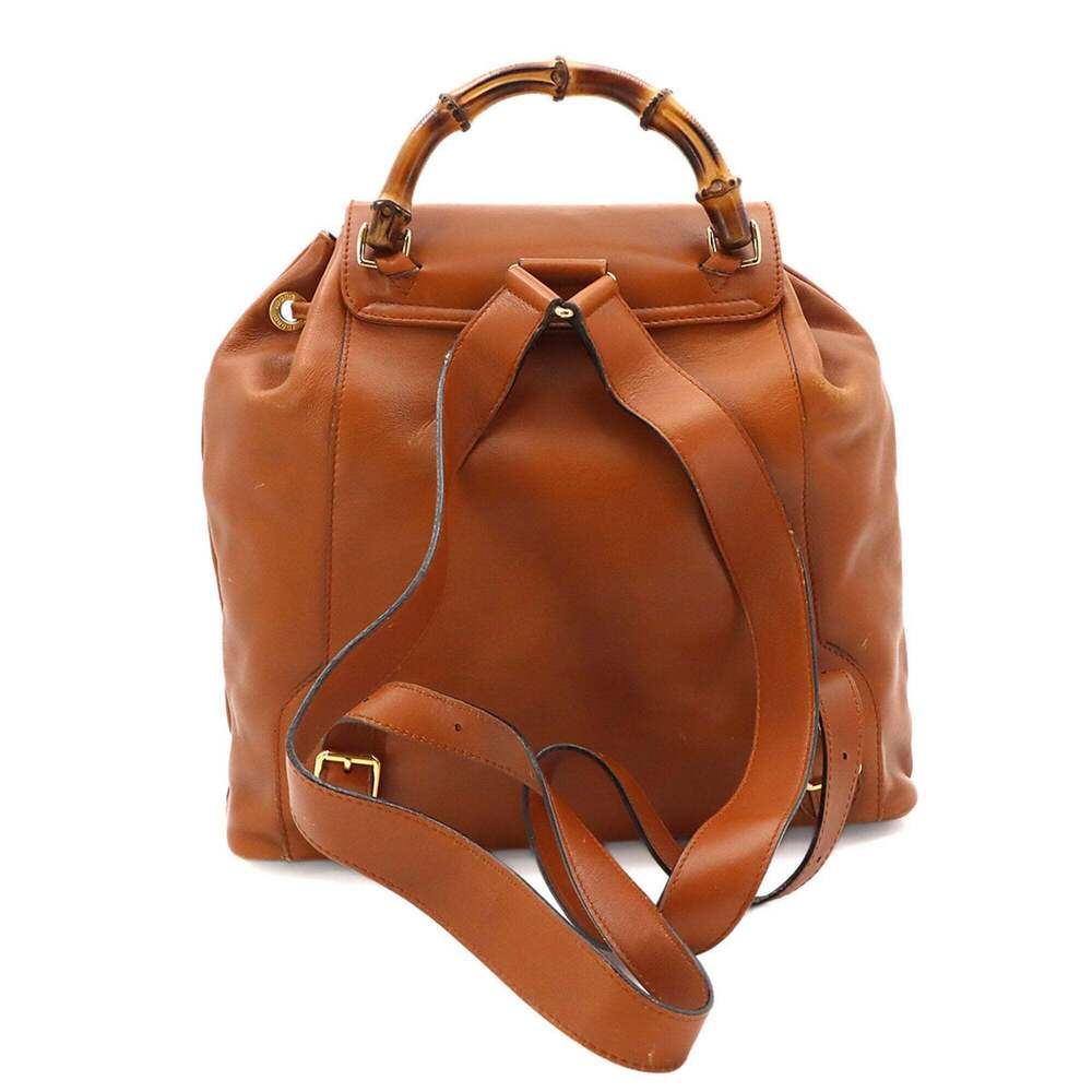 Gucci Bamboo Backpack, Leather, Brown, Gold Hardware, 003.1998.0016 - Picture 2 of 10